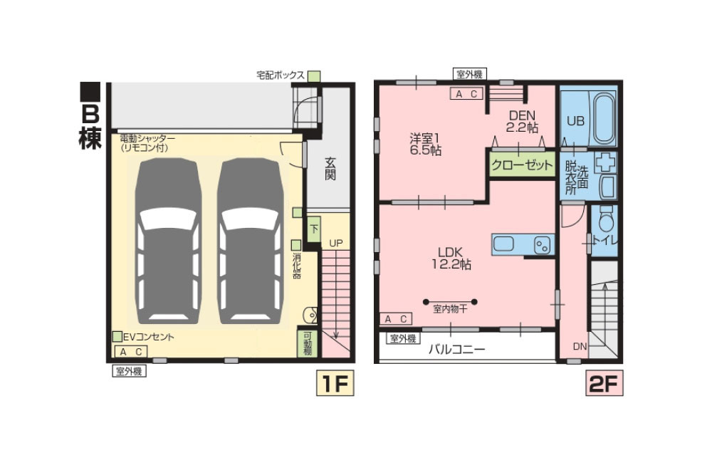 ガレージハウス「Pacifica Shonan B棟」のガレージは2台の並列駐車可能 loading=