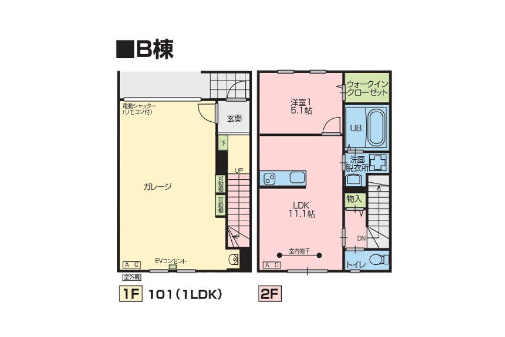 ガレージハウス「Tiercel B棟」はガレージ1台のメゾネットタイプ loading=