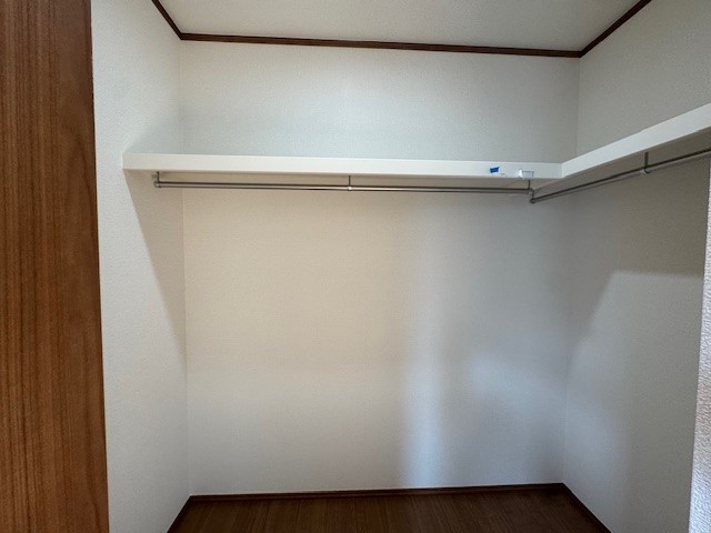 収納棚とハンガーパイプ付きのウォークインクローゼット loading=